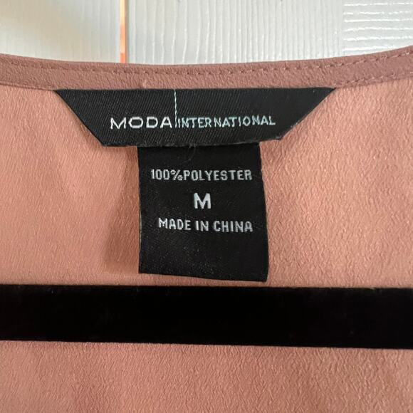 MODA International Women’s Tan Sequin Cold Shoulder Blouse Top Size Medium - Picture 5 of 7